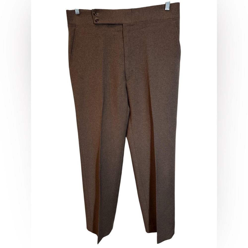 VTG Haggar Expand O Matic Mens Wool Trouser Brown 70's Retro Sz 36x31